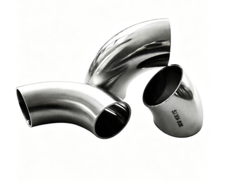 كوع من الفولاذ المقاوم للصدأ 304 المصقول، وصلة لحام بالدفع بزاوية 90 درجة للأعمال الصحية