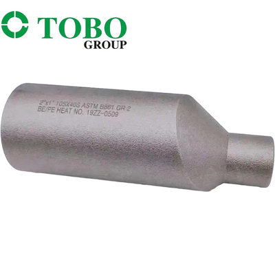 وصلات مواسير مزورة من سبائك التيتانيوم الصلب ASTM B861 GR2 2 `` x 1 '' SCH10S x SCH40S حلمة من سبائك التيتانيوم