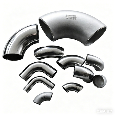 كوع من الفولاذ المقاوم للصدأ 304 المصقول، وصلة لحام بالدفع بزاوية 90 درجة للأعمال الصحية