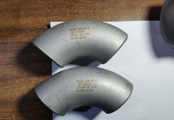 لحام تناكبي غير ملحوم 90 درجة طول نصف قطر الكوع 6 بوصة SCH-XS ASTM A815 UNS S31803