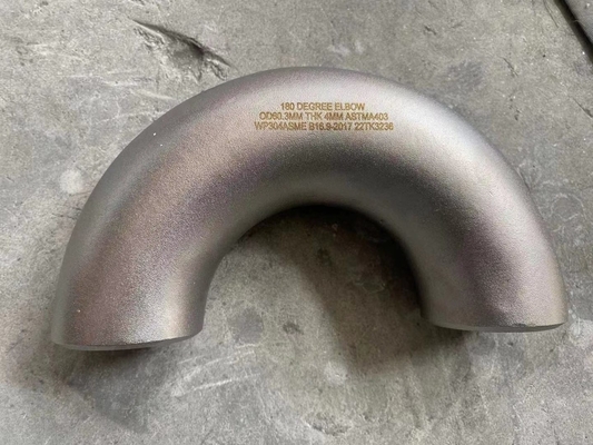 تجهيزات أنابيب الفولاذ المقاوم للصدأ 180 درجة كوع BW OD80X3MM ASTM A182 F304